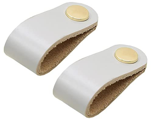 HDJNal 10 Stück Leder-Schrankknöpfe, graue Leder-Schrankgriffe, Möbelgriffe, Schranktürgriff, weiche Schrankgriffe für Küche, Bad, Schränke, Kommode, Holz