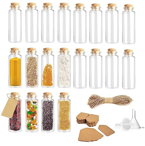 CHEVVY Reagenzglas 35ML, Reagenzglas mit Korken 20er Glas Mini Gläser mit Korken als Gastgeschenke Hochzeit Tischkartenhalter Hochzeit Reagenzglas für Gastgeschenke Hochzeit Blumen Badesalz Gewürze