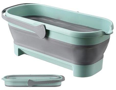PW TOOLS Cubo Plegable, Cubos Plegables con Asas, Cesta Práctica Rectangular Plegable, Cubo de Limpieza Portátil, Cubo para Fregar, Bañera de Agua Plegable, para el Hogar, Jardín, Camping