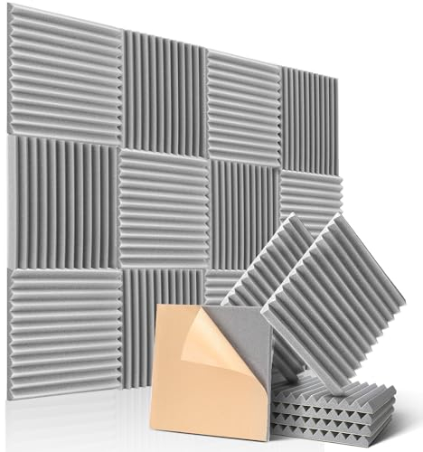 12 Stück Akustikschaumstoff Selbstklebend, Schalldämmung, schallschutz für Podcastsfür Podcast Aufnahmestudio, reduzieren Hall-Echo-Fliesen für Decken im Heimbüro, 30x30x2.5cm