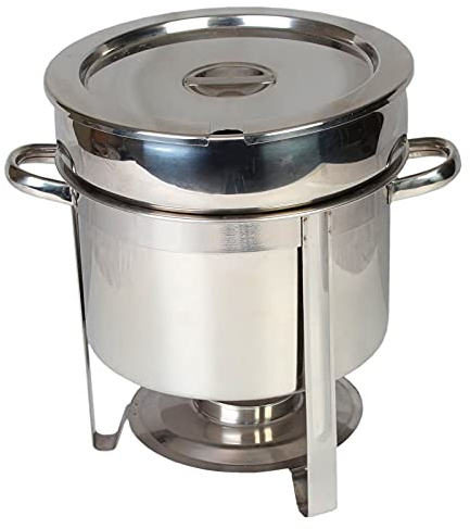 Edelstahl-Speisenwärmer, runder Suppentopf, Chafing Dish-Buffet-Set mit Wasserpfanne, Chafing, Rahmen, Brennstoffhalter und Deckel (11 l)