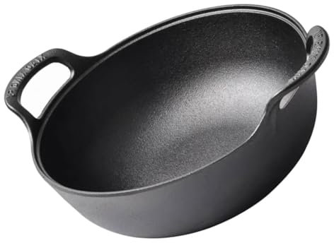gusseiserne Pfanne Camping Kochtopf Auflaufform aus Gusseisen antihaftbeschichtete Kochutensilien flache Pfanne Topf im Freien gegossener Wok unbeschichtet kleiner Wok Steakpfanne
