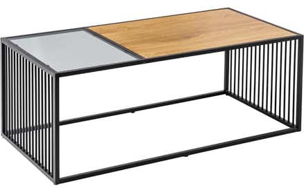 Riess Ambiente Design Couchtisch Architecture 100cm Natur schwarz Wildeichen-Optik Rauchglas, edler Beistelltisch für Dein Wohnzimmer