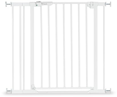 hauck Clear Step 2, Weiß - Schutzgitter Treppe und Tür 84–89 cm – Kindersicheres Absperrgitter mit flachem Einstieg, Manuelle 1 Hand Öffnung, ohne Bohren - nur für Innen