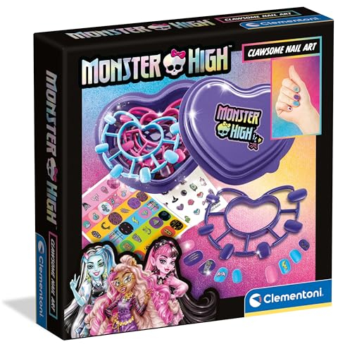 Clementoni Monster High Nageldesign-Set - Clawsome Nail Art Set für die Gestaltung dunkler Nägel im Monster High-Stil für Kinder 18799