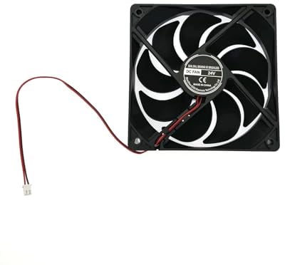 JZK Ventilador silencioso de 120 x 120 x 25 mm de 2 pines DC 24 V con cables, ventilador silencioso pequeño 12025 120 mm, ventilador de CC sin escobillas de 12 cm 24 V, ventilador de impresora 3D con