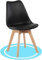 Dekohome Sillas de Comedor, Sillas de Cocina Nórdicas con Asiento Blando, Tapizado y Patas de Madera de Haya Resistente, Negro, 1 Silla