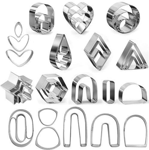 Polymer Clay Cutters Mini 36 Pieces Stainless Steel Polymer Clay Jewellery Making Cookie Cutters Set DIY Tools for Biscuit Cookies Cake Decorations Jewellery Tools