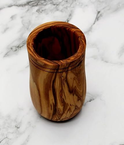 DAGDEG Utensilienbecher rundform aus Olivenholz ,Behälter für Kochlöffel, Olivenholzgefäß für Küchenutensilien Zahnbürstenhalter,Stifthalter, ca. Durchmesser Ø 8x15, Handmade
