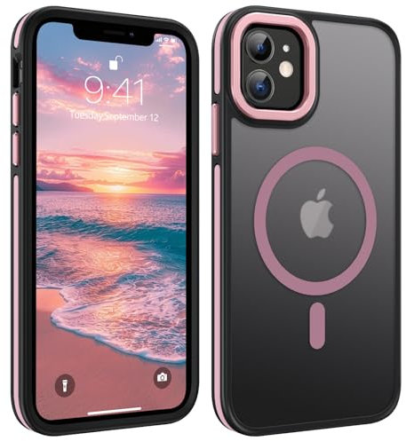 Telaso for iPhone 11 Case, [Compatible with MagSafe] Skin-Friendly Touch Magnetic Slim Fashion Color Blocking Shockproof Protective Phone Cases for iPhone 11 6.1, Pink