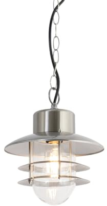 Qazqa Industrie außen Pendelleuchte, Pendellampe für den Garten - Shell - Silber Farbe, max. 60W, Geeignet für LED, 21.6cm, IP44, Rund
