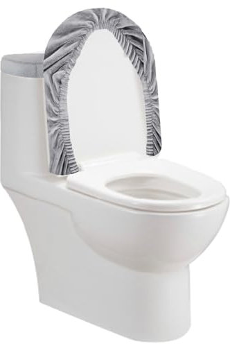 Foppla Toilet Tank Lid Cover Stretch Velvet Toilet Lid Seat Cover Set Elastic Toilet Covers Set Wear Resistant Toilet Lid Cover and Toilet Tank Lid Cover Machine Wash for Bathroom Home(grey)