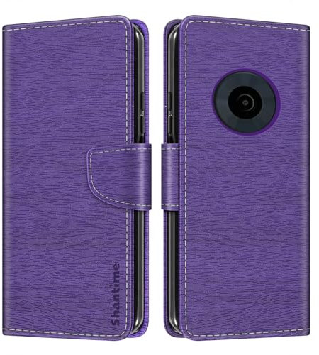 Striped PU Leather Wallet Phone Case Compatible with Nokia 110 4G 2023, Slim Magnetic Flip Cover with Card Slots and Stand Function (Purple)