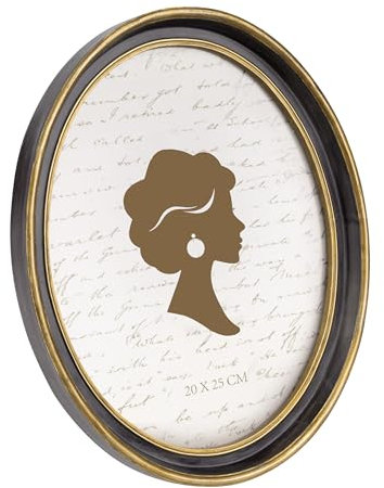 Tone Link. Ovaler Vintage-Bilderrahmen, 20,3 x 25,4 cm, luxuriöser antiker Bilderrahmen mit Glasfront, Tisch-Wandbehang, Schwarz und Gold