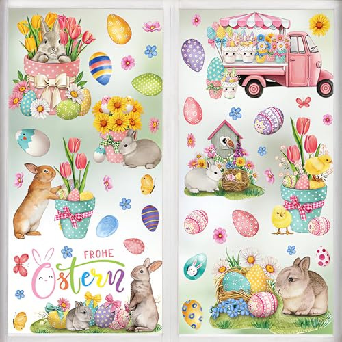 Alluring 211 Stück Fensterbilder Ostern, 9 Blatt Osterdeko Fenster, Oster Fensterbilder für Wohnzimmer, Schlafzimmer, Küche, Kinderzimmer Fensterscheiben