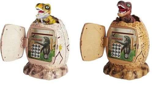Fivetwofive Electronic Piggy Bank Cartoon Dinosaur Money Box for Childrens 3 in 1 Password Coin Saving Bank Auto Scroll Pape Box