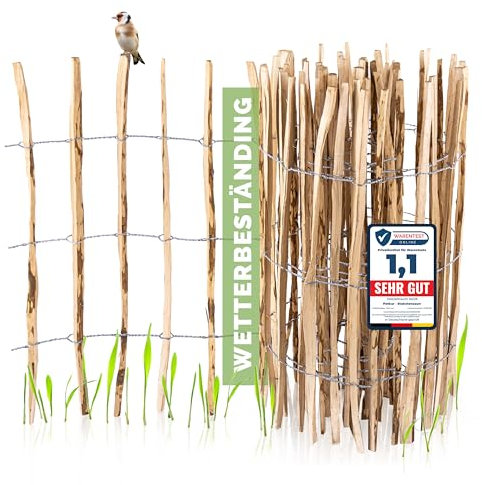 PATKAR® Staketenzaun 10mx90cm [WETTERBESTÄNDIG & STABIL] - Holzzaun Gartenzaun Holz Abgrenzung - Staketenzaun 90 cm hoch (Made in Europe) - Gartenzaun zum Stecken - einfach montierter Zaun Holz