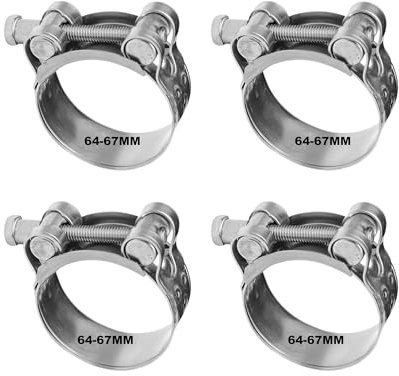 SZWLJ T-Gelenkbolzenschelle 4 Stück 64–67mm Stahlchellen Edelstahl | Langlebige Rohrschellen, Auspuffschelle & Schlauchschelle – Sichere Verbindung für verschiedene Anwendungen