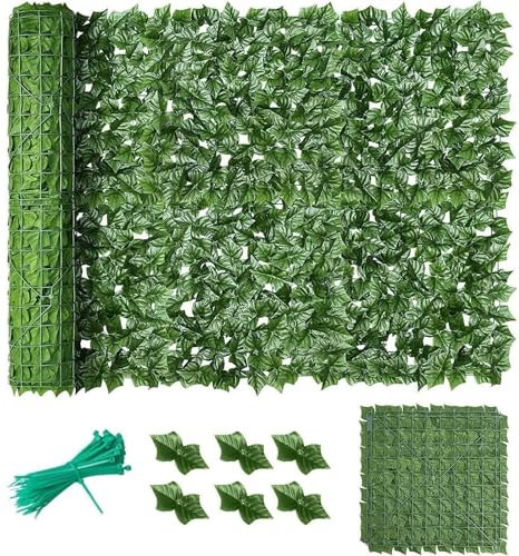 YCOLX Künstliche Hecke Sichtschutz Aus Kunststoff Gartenzaun Künstlicher Efeu Zaun Sichtschutz(1.5x3m)