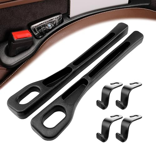 CTYUEYUN 2 Piezas Universal Tapón de Espacio de Asiento de Coche,Organizador para Espacios de Asiento con 4 Ganchos para Reposacabezas,Relleno de Huecos para Coche Fácil Instalación,Negro