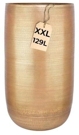 Marrakesch XXL Aluminium Blumenkübel Bodenvase 81 cm Hoch Gold Matt | Pflanzentopf Blumensäule 129 L groß rund für Outdoor Indoor | Blumentopf Blumentöpfe Camiel für Garten Balkon & Wohnzimmer