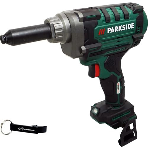 HEADNMORE® Bundle Parkside® - Rivettatore cieco a batteria 20 V PBNSG 20 (senza batteria) + portachiavi HEADNMORE®