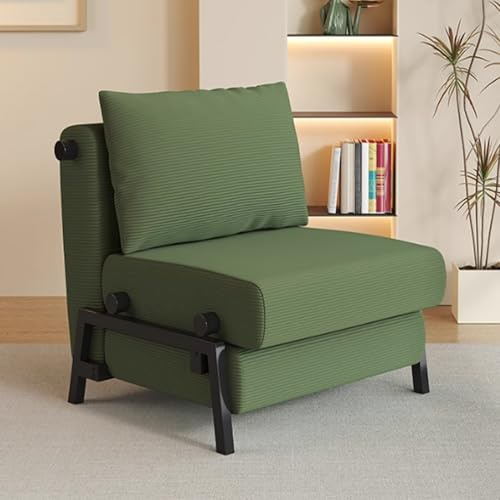 Schlafsessel Schlafsofa 2 In 1 Bettfunktion 5 - Stufig Verstellbare Rückenlehne Cord-Bezug Klappbar Relaxsessel Für Wohnzimmer, Schlafzimmer Oder Büro, Platzsparend(Green,187 * 85 * 26cm)