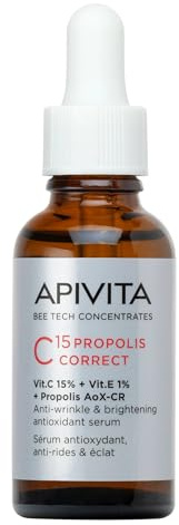 Apivita C15 Propolis Correct Serum 30ml - Anti-wrinkle & Brightening Antioxidant Serum with 15% Pure Stabilized Vitamin C, 1% Vitamin E & Patented Propolis AoX-CR - Non Comedogenic