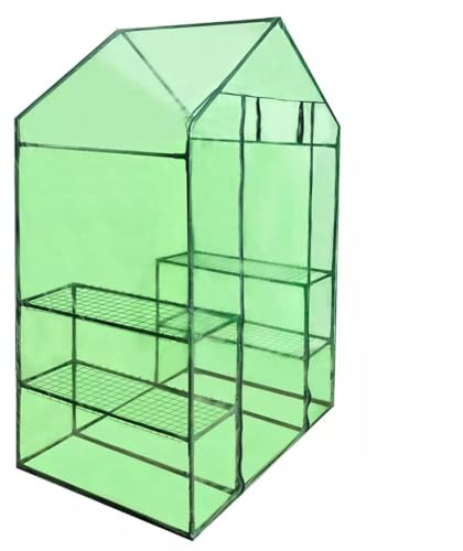 Generic Wachstumshaus, Gewächshaus mit 4 Regalen und Robuster Abdeckung, Leichter Stahlrahmen, Großer Stauraum, Tür mit Reißverschluss, Leicht zu Bewegen, Ideal für Schlechtes Wetter,