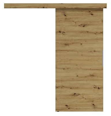 Schiebetür Komplettset 85x205 cm | Schiebetür mit modernem Design und flacher Abdeckung | Schiebetürsystem für platzsparende Raumgestaltung in Wohnzimmer, Küche oder Büro | Zimmertür | Eiche Artisan