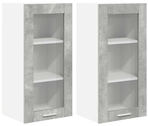 vidaXL Hängeschrank 2 pcs Beton Grau 40 x 31 x 80 cm Holzwerkstoff, Moderne Küchenschränke, rechteckig, viel Stauraum, langlebige Materialien, Coole Lösungen für Deine Wohnung