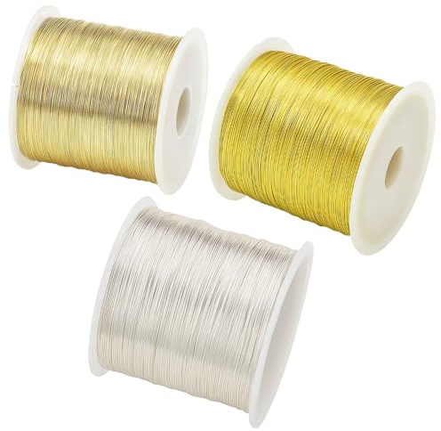 Schmuckdraht, Basteldraht 3mm, Draht Zum Basteln, Basteldraht Gold, Schmuckdraht Silber, Dünner Draht Zum Basteln, Perlendraht, 3er Set