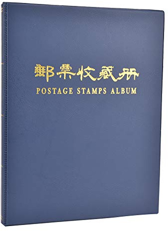 Briefmarken-Album, Sammelbuch, 10 Seiten, hochwertiger Briefmarken-Sammelhalter mit 5-zeiligen Innenseiten für Briefmarkensammler, blaue Farbe, Größe 210 x 50 mm