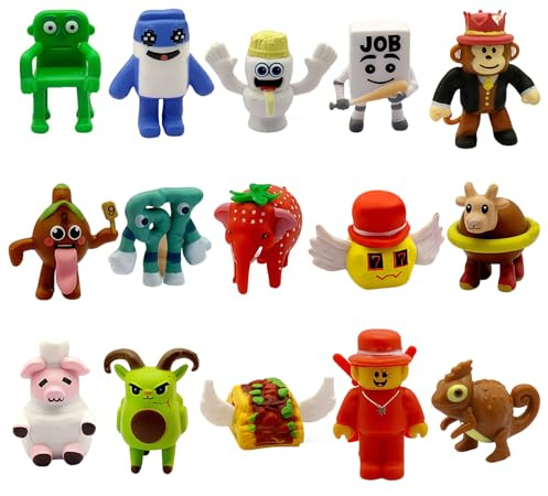 15 Pcs Mini Action Figures Set, 1.4-2.1 Funny Cartoon Character Toys Collectibles, Cute Animal Desk Decorations Cake Toppers Party Favors Birthday Gifts for Kids Boys Girls