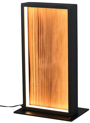 Trio Leuchten LED Tischleuchte Kalea 555510130, Metall Schwarz matt, Holz Kiefer, 11 Watt LED, 4-fach Touch Dimmer