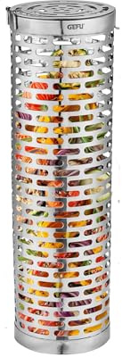 GEFU Rollgrillkorb Deluxe BBQ 30,5 cm – Edelstahl Grillkorb mit Klappdeckel, für Gemüse, Fleisch & Garnelen