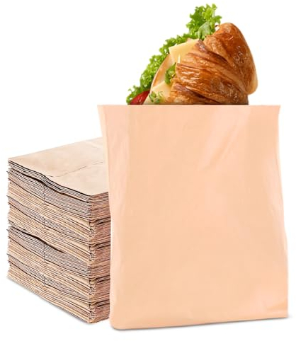 Eco-Friendly Brown Sandwich Paper Bags – Kraft Greaseproof Bags for Food, Takeaway & Retail – Sandwich and Snack Packaging - 6x6inch 100 Pack