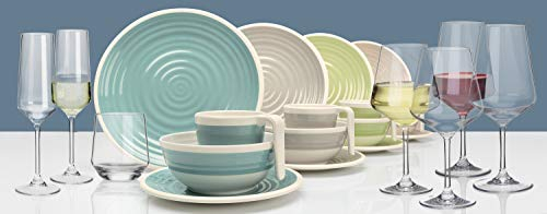 Harmonie Design Tafelgeschirr aus Melamin Campinggeschirr Geschirr 32-teilig incl.16 Gläser für 4 Personen (Design/Set wählbar) Picknickgeschirr Moritz® (4 Personen mit allen Gläsern)