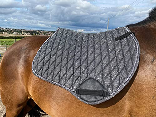 Equipride GP Sattelpolster mit passendem Fliegenvlies, glitzernd, Grau (Pony)