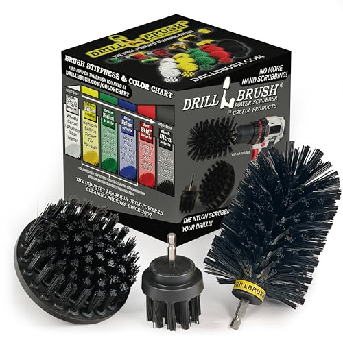 Grill Cleaning Brush Drill Attachment Set - BBQ Brush Cleaning Attachments for Power Drill -Ultra Stiff Black Cleaning Drill Brush Set - Concrete Brush - Safe Grill Brush - Pellet Smoker Accessories