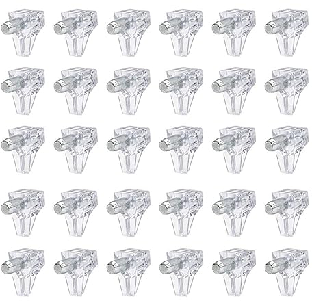 Derbway 40 Stück Bodenträger, Glashalter 5mm Loch 60Kg Last für Holz und chrank Glasregal (Transparent)