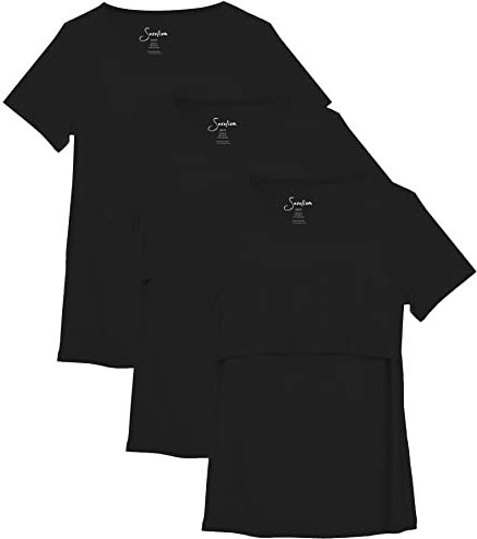 Sosolism Lot de 3 T-Shirts d'allaitement à Manches Courtes pour l'Été Shirts Décontractés pour Femmes Enceintes et Postpartum Noir, Noir, Noir, XX-Large
