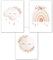 Lemmami Papeterie 3er Set Wandbilder Kinderzimmer Babyzimmer Poster Bilder DIN A4 Mädchen Junge Deko Dekoration Boho Mond Regenbogen Wolke (3er Bilder Set Rosa, Pastell, Wanddeko)
