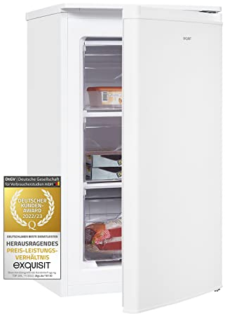 Exquisit Congelador GS111-040E blanco | dispositivo de pie | 64 l de volumen | color blanco | cajones de congelación | bisagra de puerta intercambiable | congelación | compacto