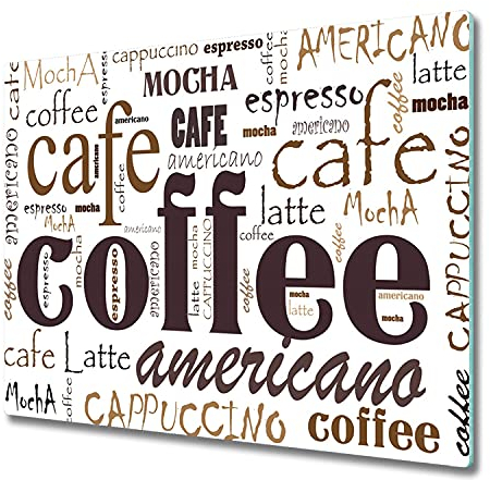 Schneidbrett Glas 60x52 cm Lebensmittelecht Rutschfest Silikonfüße Antibakteriell Dekorativ Dünn Glasplatte Hitzebeständig für die Küche Gehärtetes Glas Plastikfrei - Kaffee