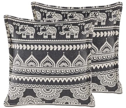 Beliani Dekokissen mit Füllung 2er Set schwarz/weiß orientalisch 45x45 cm Atabagi