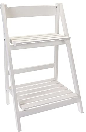Spetebo Blumenregal in weiß mit 2 Böden - Pflanztreppe Blumenregal Blumenbank Blumentreppe Blumen Ständer Etagere