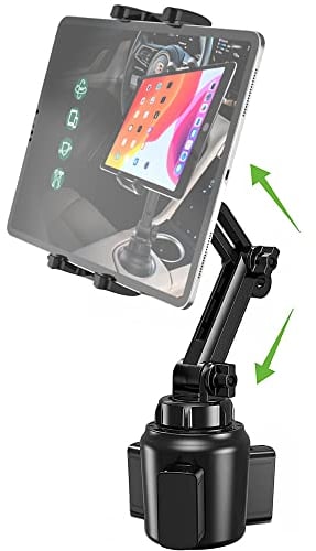 Cuxwill Supporto Tablet Auto Portabicchieri per 4-13 Dispositivo, Porta Tablet & Telefono Tazza Camion con Collo Allungabile, per iPad Pro Air Mini, Samsung Galaxy Tab, Kindle Fire, Switch, iPhone