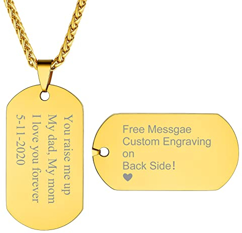 ChainsHouse Colgante Militar Hombre con Grabados, Placa Oro Chapa Soldado