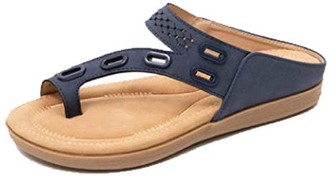 Sandales Orthopediques Femmes Hallux Valgus, Nu Pieds Sandales à Bout Ouvert avec Soutien de La VoûTe Plantaire Tong Femme Compensees Confort Sandales de Plage pour Gros Orteils(Size:36EU,Color:bleu)